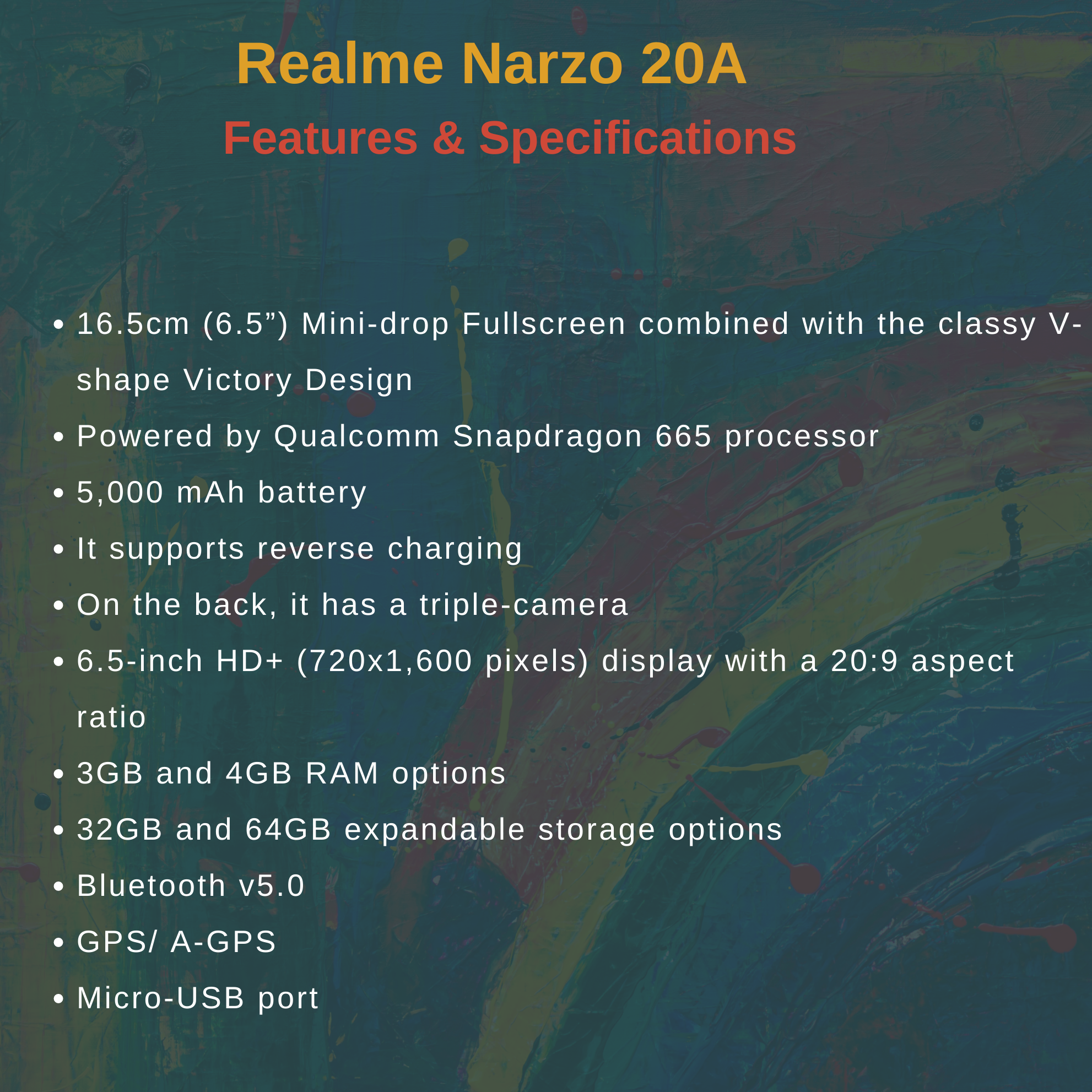 Realme Narzo 20 features and specifications,realme narzo 20 series launched in an online even