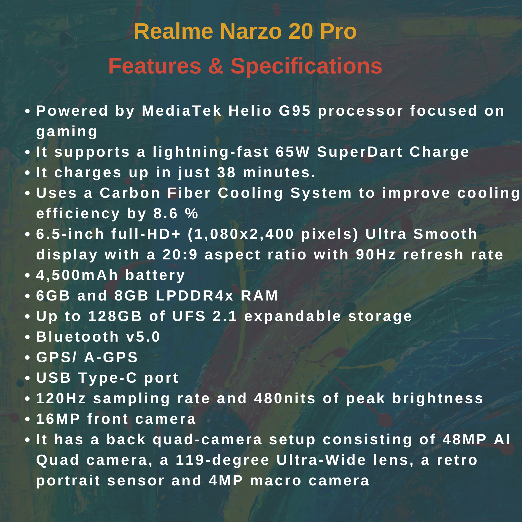 Realme Narzo 20 features and specifications,realme narzo 20 series launched in an online even