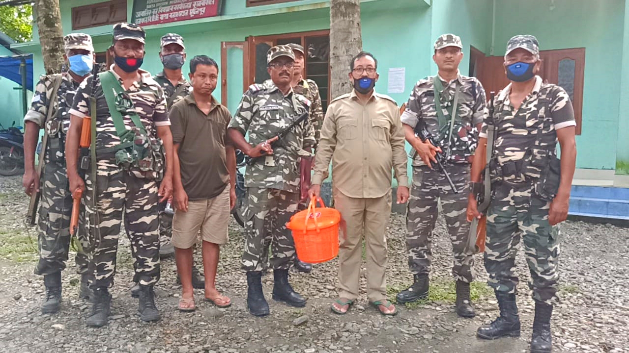 কুমাৰীকাটা বনাঞ্চলিক কাৰ্যালয়ত গতাই দিয়ে কেঁকোসাপ দুটা