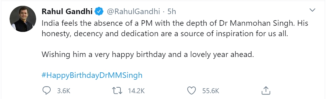 On Manmohan Singh birthday, Rahul Gandhi says India feels absence of his depth as PM