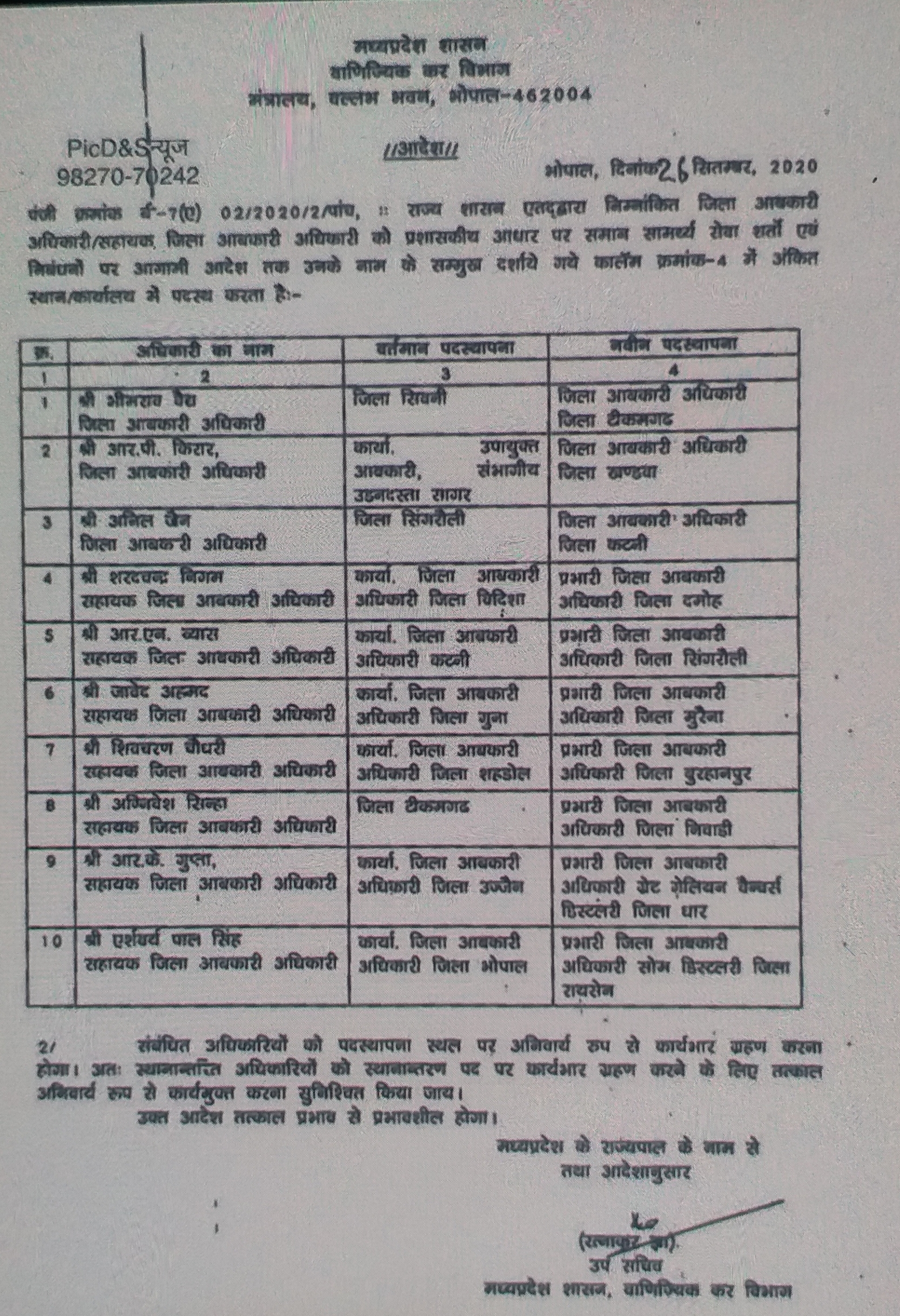 Transfer of officers