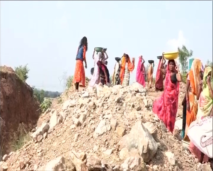 To resolve water crisis, MP village women cut hill to make way for water into pond