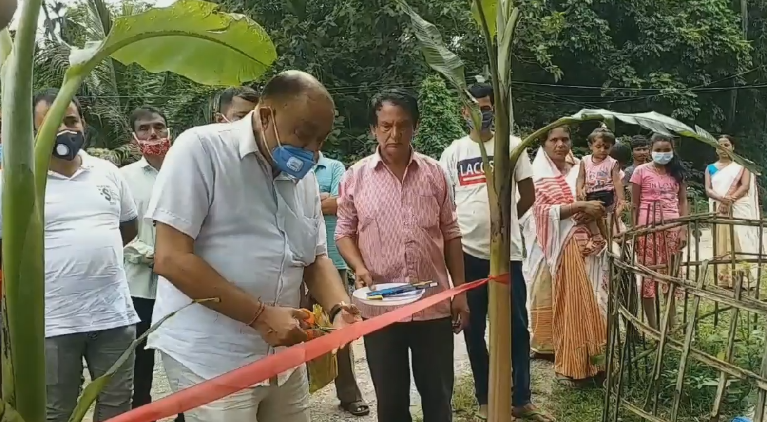 Minister Ranjit Dutt's path and laying of foundation stone of bridge in Bihali