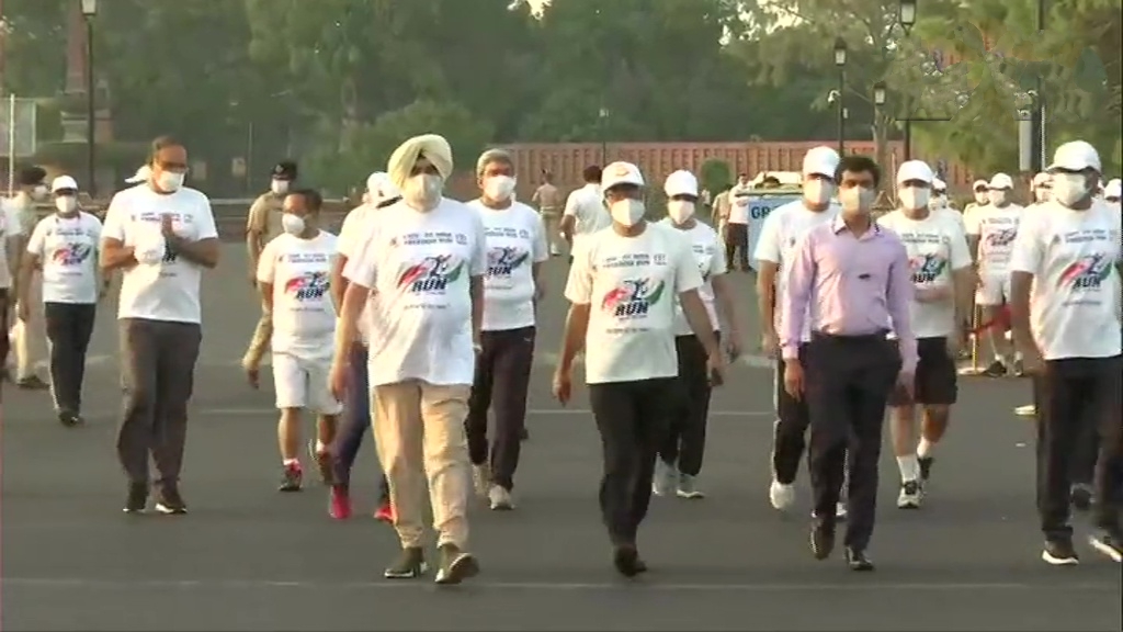 CRPF organize a run or walk event at Rajpath to mark the completion of 1 crore km
