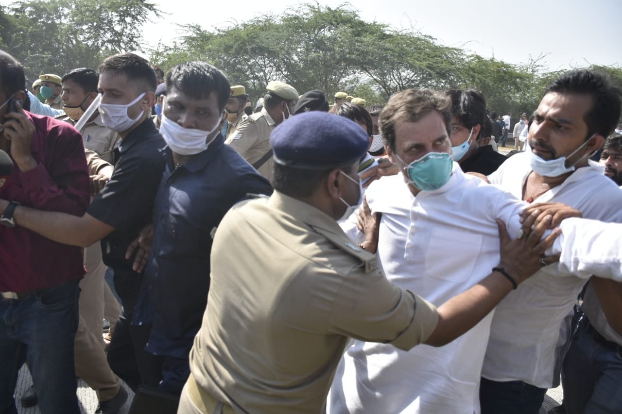 Lathicharged by cops says Rahul Gandhis march stopped at Yamuna Expressway