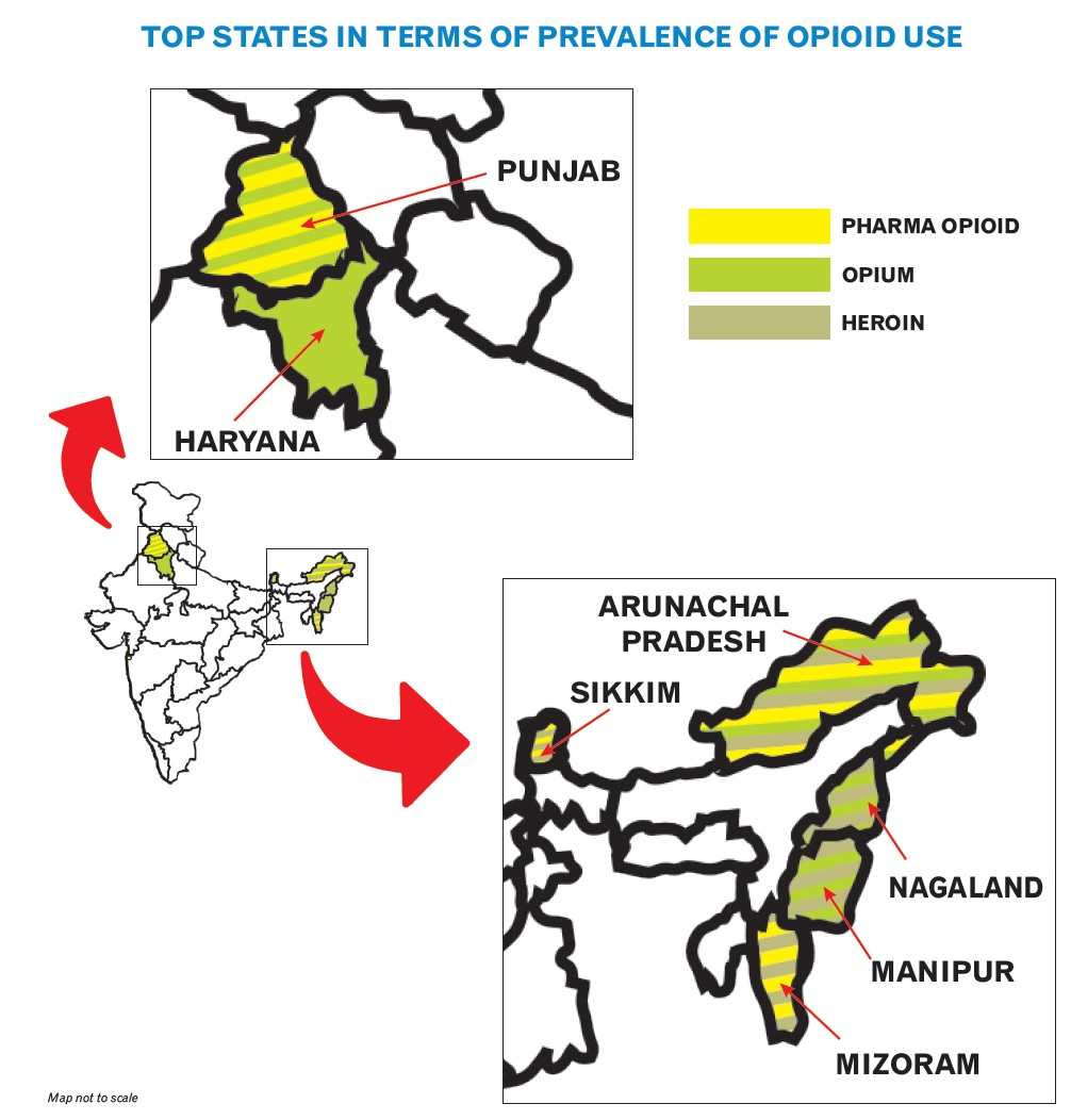 राज्य जहां होता है ओपिओइड का सबसे अधिक सेवन