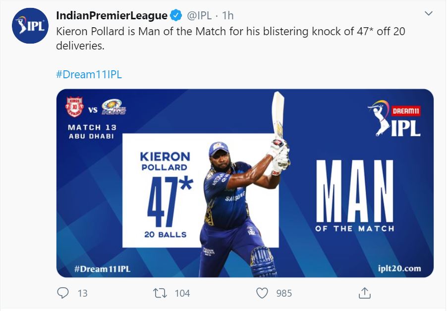 Kings XI Punjab vs Mumbai Indians