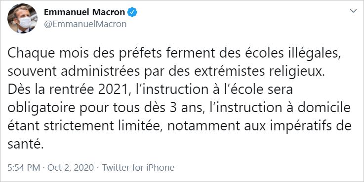 islam in crisis all over the world said france president emmanuel macron