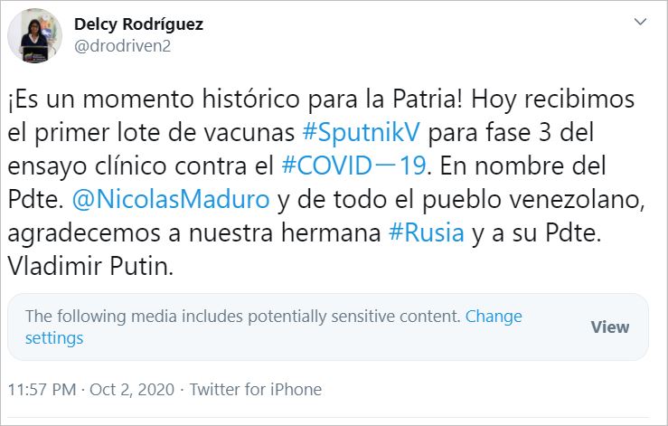 sputnik v covid-19 vaccine is available in venezuela