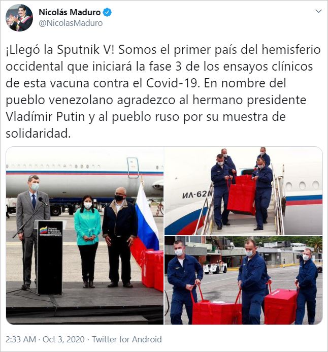sputnik v covid-19 vaccine is available in venezuela