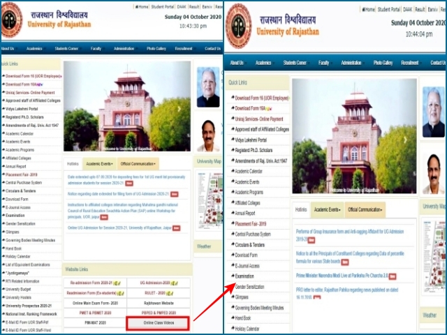 Rajasthan University Latest News,  Rajasthan University online class portal