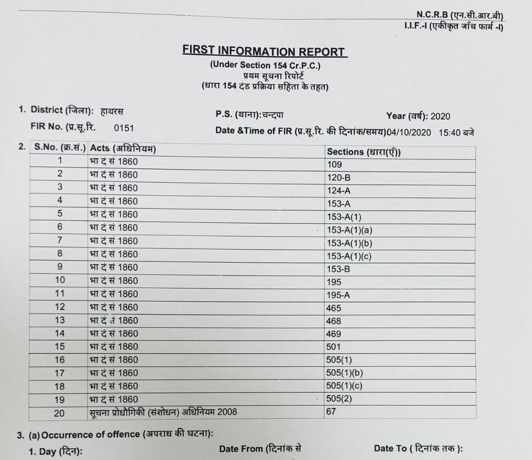 दर्ज की गई एफआईआर.