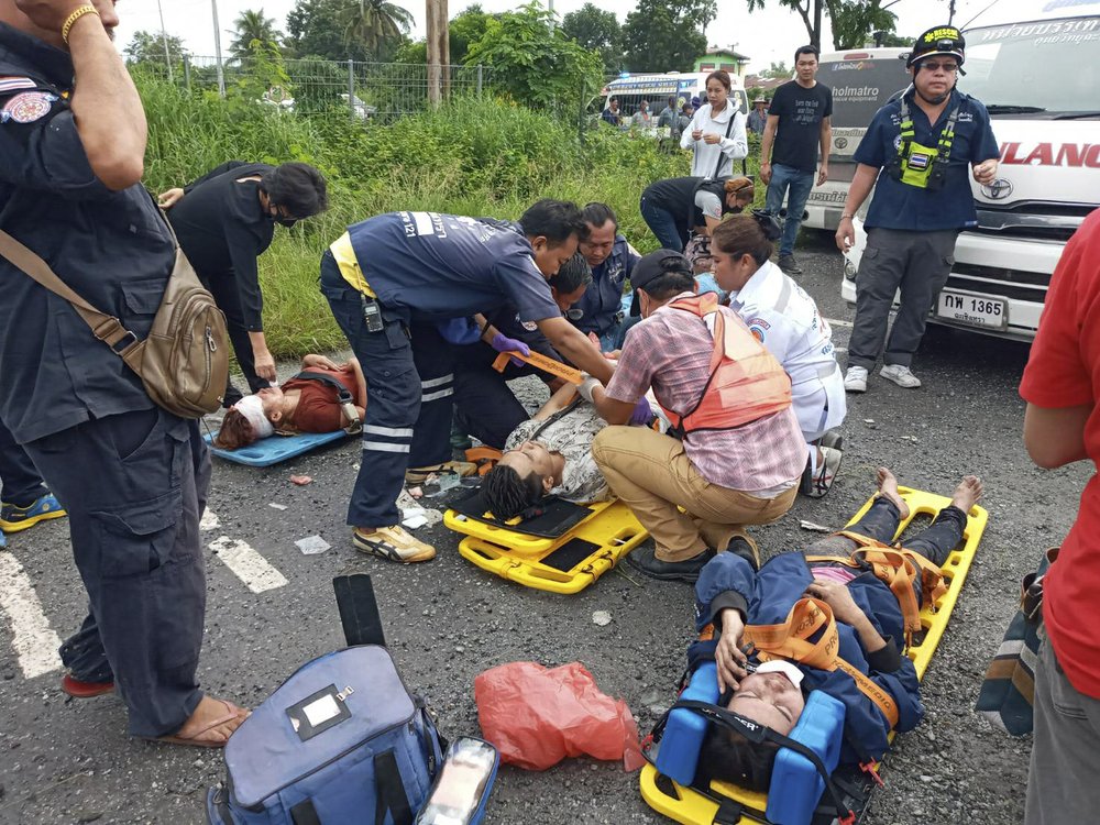 many reported dead in thailand bus-train collision