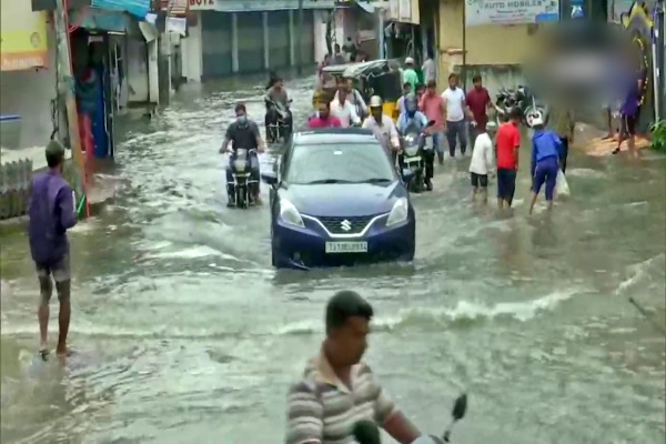 Waterlogged streets in Tolichowki area of Hyderabad