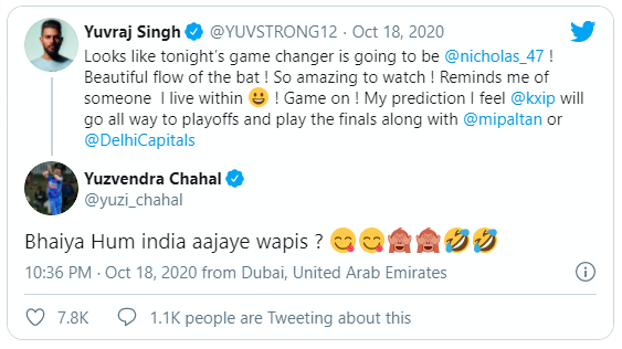 IPL 2020, MI vs KXIP: Yuzvendra Chahal Takes A Cheeky Dig At Yuvraj Singh's Kings XI Punjab Prediction