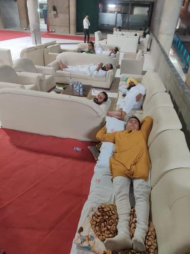 Punjab: AAP MLAs seen sleeping inside the State Assembly last night