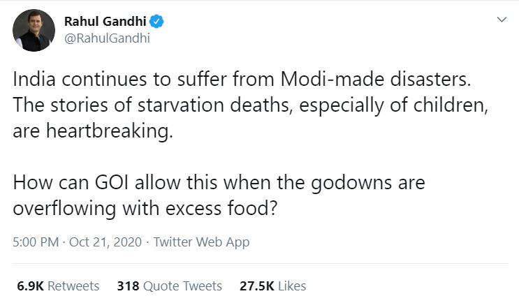 Rahul Gandhi's tweet