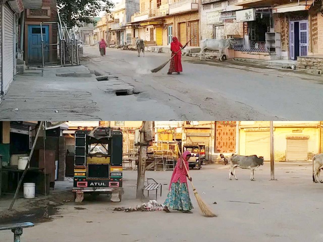 नागौर की खबर  राजस्थान की खबर  nagaur news  rajasthan news  cleanliness made weapon  सफाई को बनाया हथियार  कोरोना के खिलाफ जंग  war against corona  घटी मौसमी बीमारियां  Reduced seasonal diseases  नागौर नगर परिषद  सोडियम हाइपोक्लोराइड का छिड़काव  सामुदायिक स्वच्छता के प्रति जागरूक