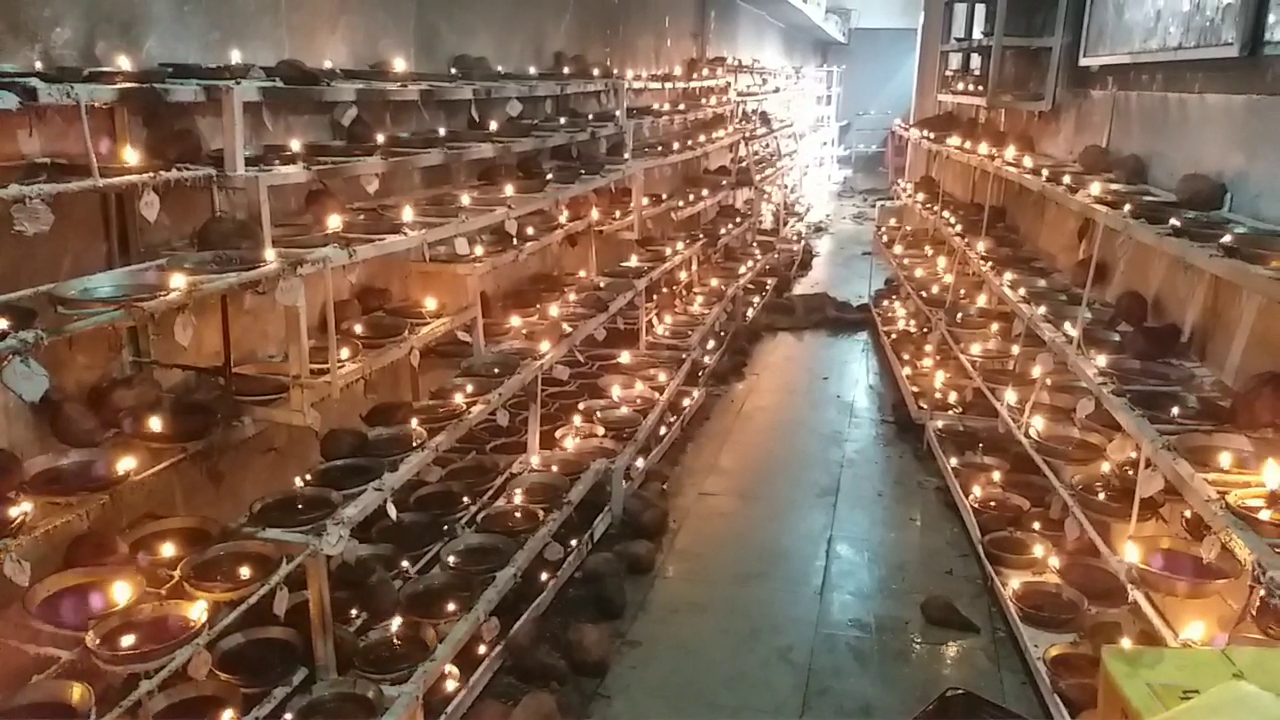 Temple decorated with lamps