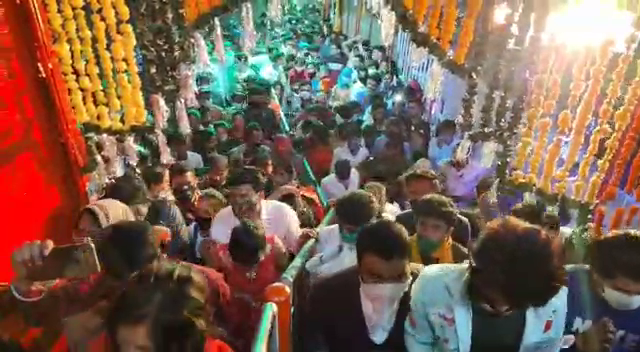 Mass gathering in the temple