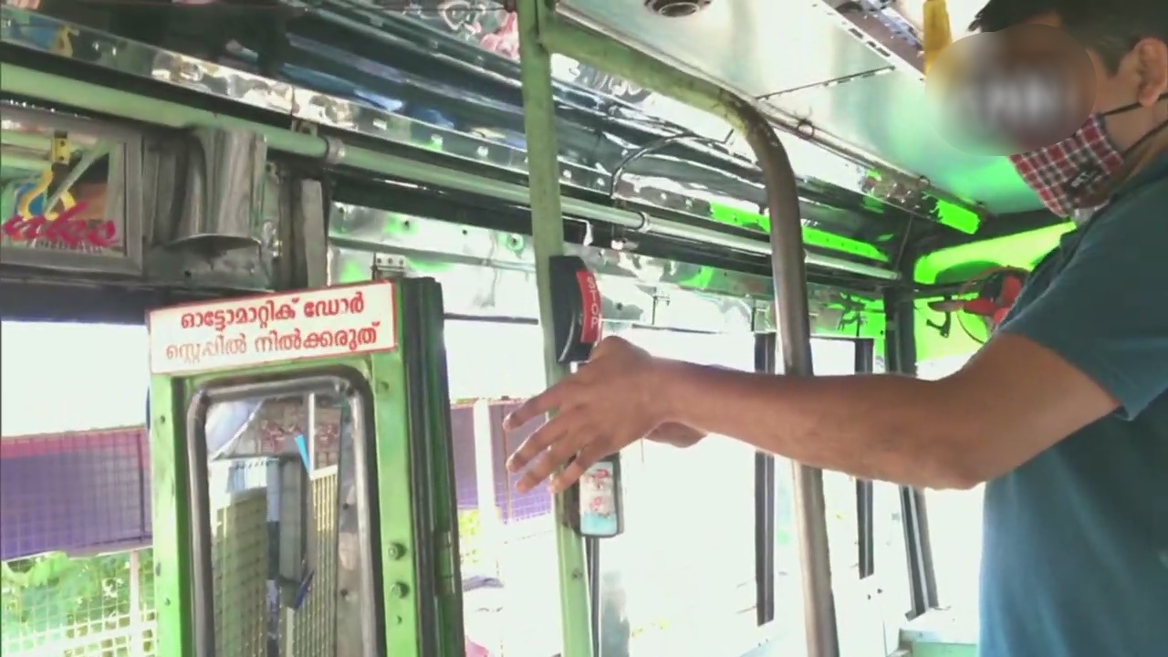 a private bus service operating in Kozhikode has installed a water tank & tap, along with a hand wash bottle on the backside of its bus