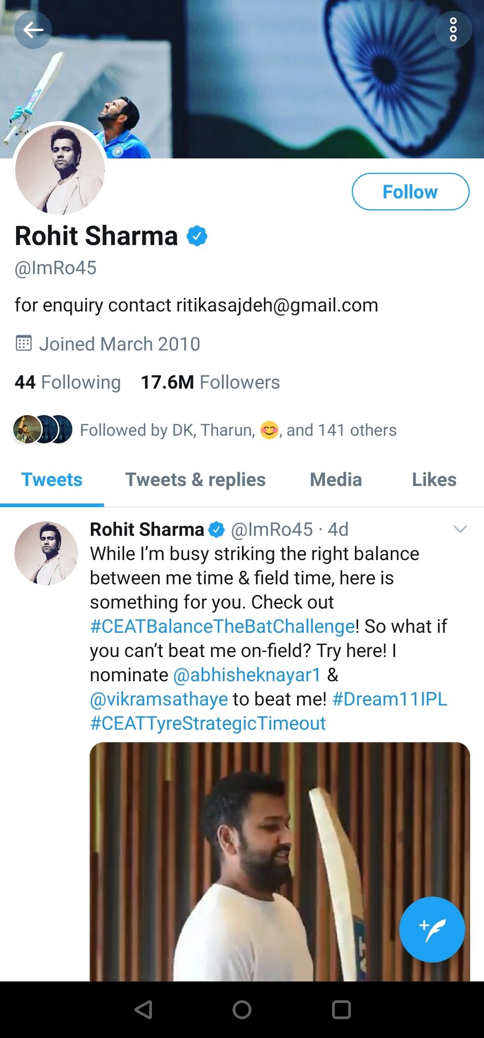 Rohit sharma Removed 'Indian cricketer' from his bio,