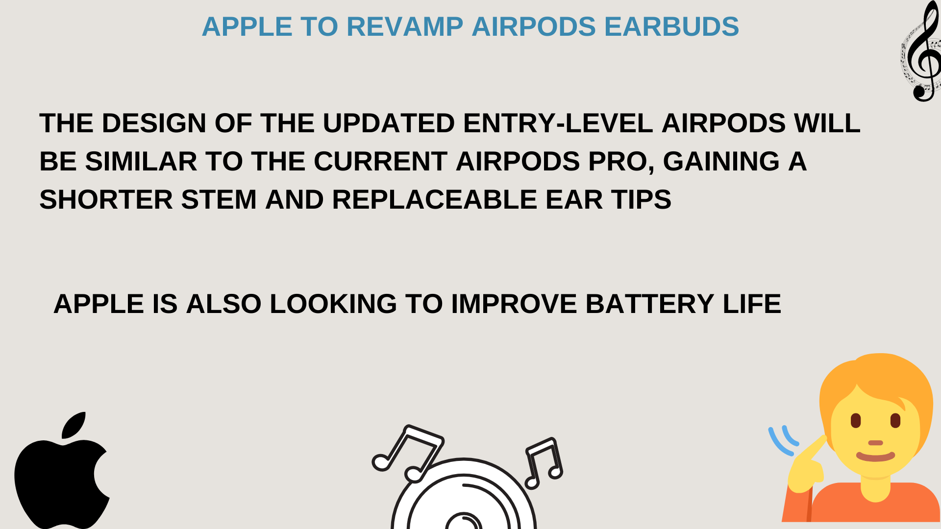 features of the new airpods earbuds ,what are the type of earbuds apple is working