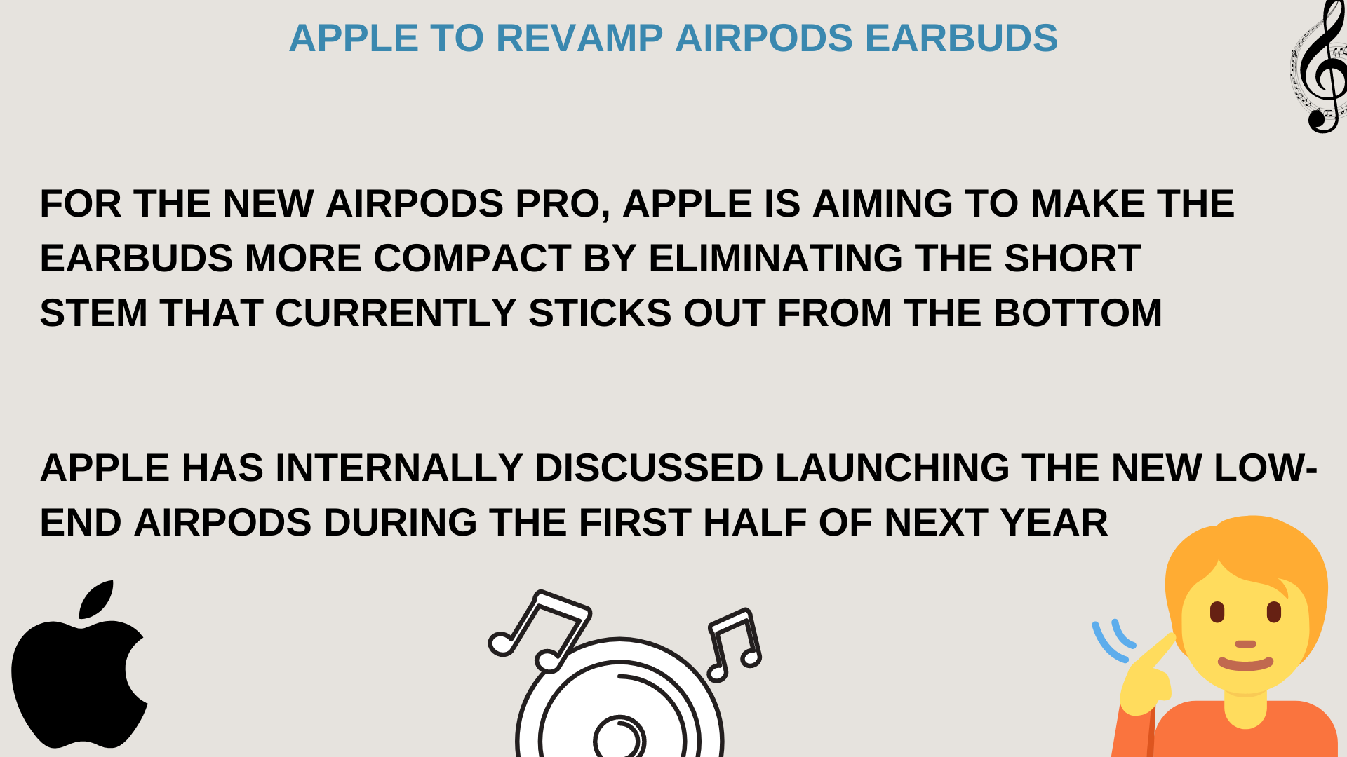 features of the new airpods earbuds ,what are the type of earbuds apple is working