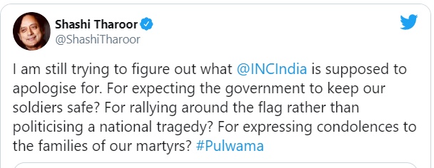 Shashi Tharoor hits back at BJP on Pulwama