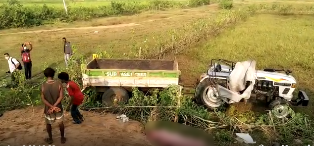 Tractor overturned in jajpur, driver dead