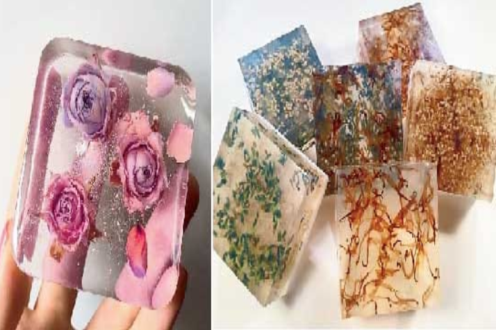 Special soaps for winter skin care with flowers and fruits