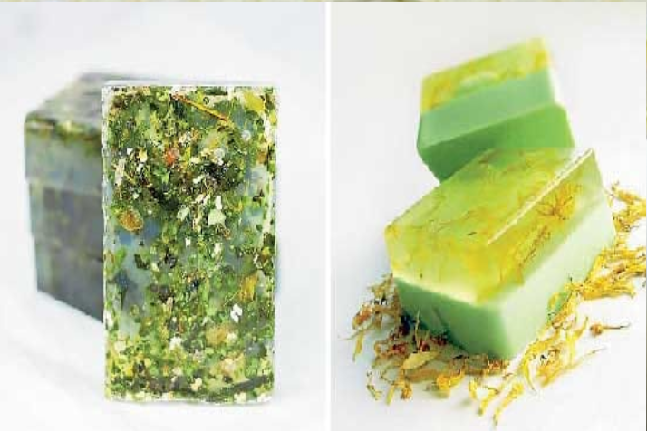 Special soaps for winter skin care with flowers and fruits