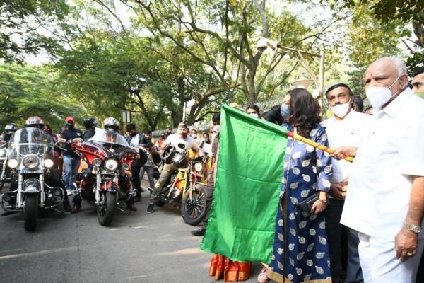 Chief Minister BS Yediyurappa while flagging of Karnataka Rajyotsava celebrations in Bengaluru