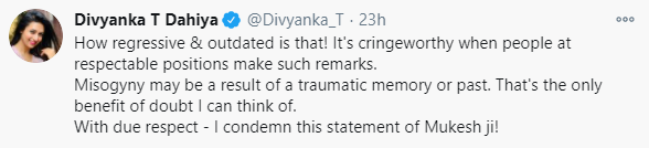 Divyanka Tripathi slams Mukesh Khannas statement on MeToo