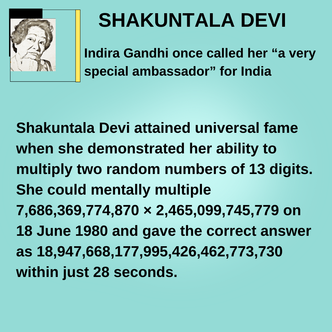 birth aniiversary of Shakuntala Dev,Shakuntala Devi, the human computer