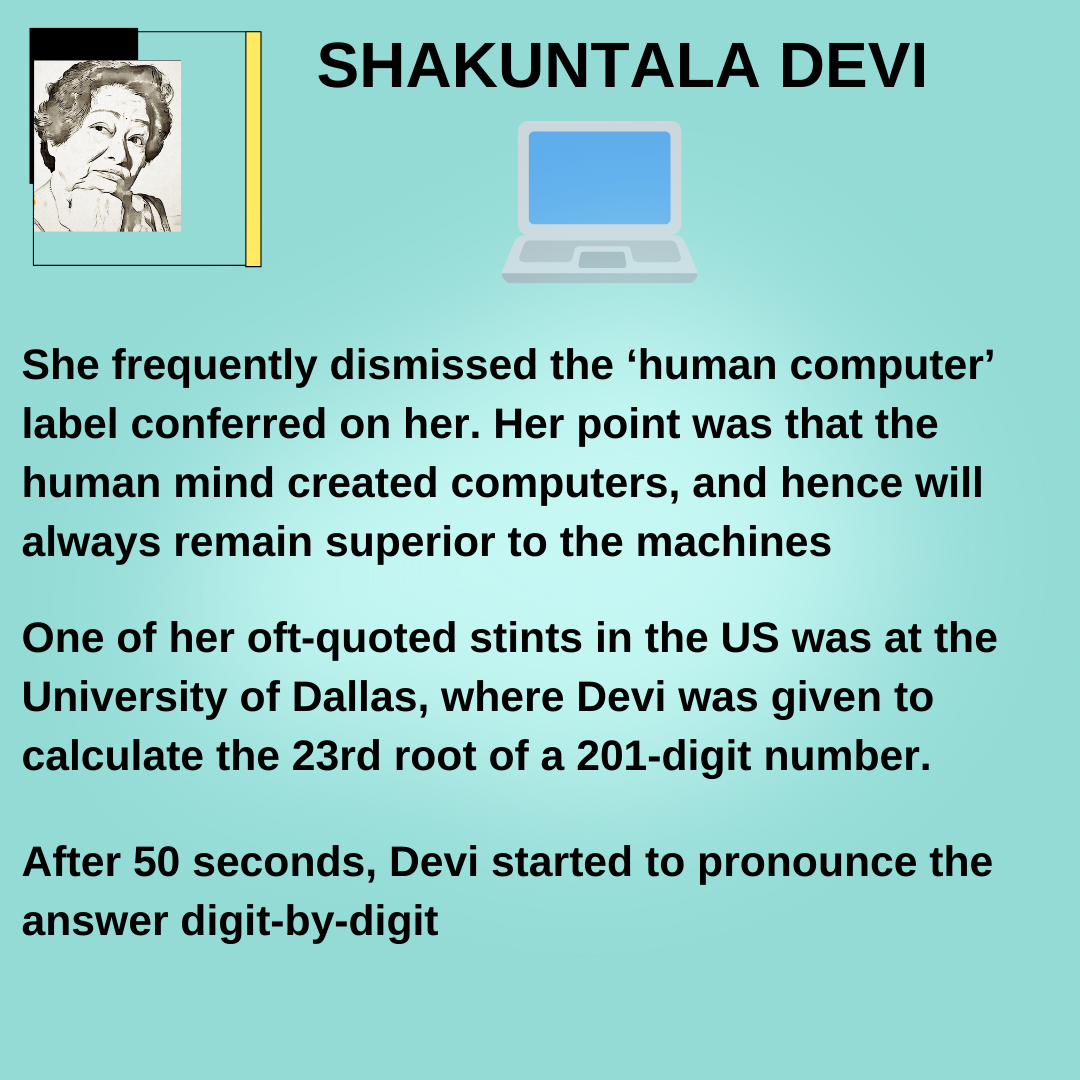 birth aniiversary of Shakuntala Dev,Shakuntala Devi, the human computer