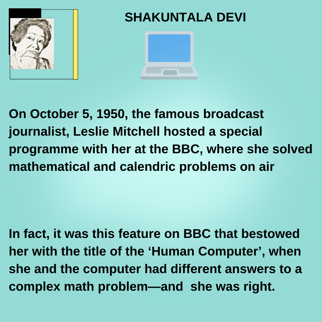 birth aniiversary of Shakuntala Dev,Shakuntala Devi, the human computer