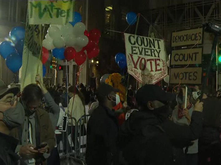 Phoenix protesters chant 'stop the illegal vote'