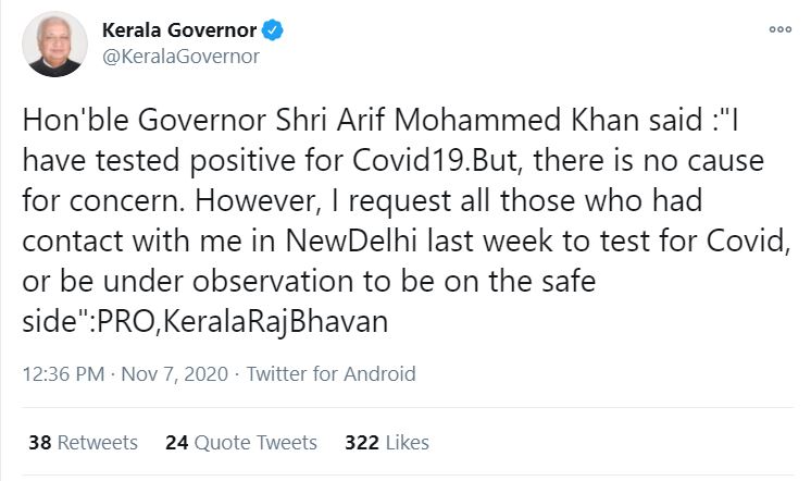 Tweet from the Governor House Public Relations Officer