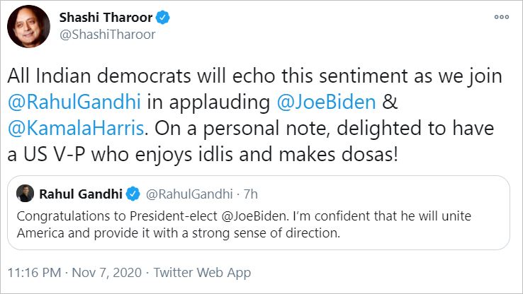 Indian leaders congratulate Biden and Harris