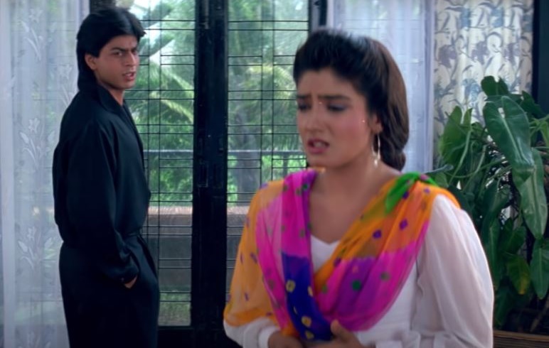 SRK and Raveena Tandon during an intense scene from Yeh Lamhe Judaai Ke