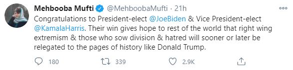 tweet of mahbooba mufti