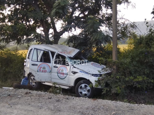 police vehicle overturned