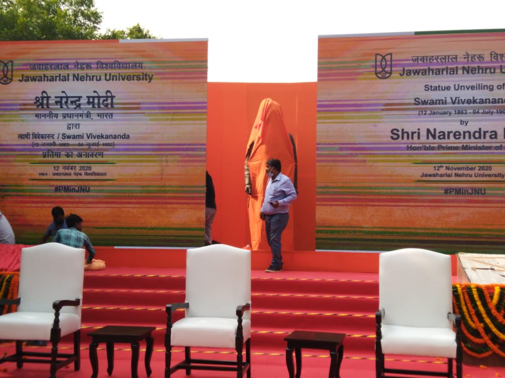 JNSU wrote open letter to pm modi and will protest during unveil of swami vivekanand statue