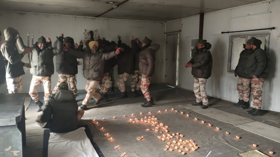 Indo-Tibetan Border Police jawans celebrate Diwali in Ladakh