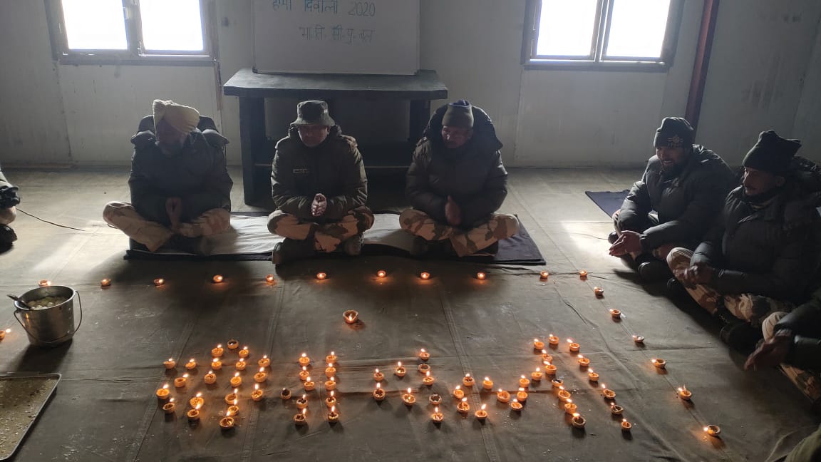 Indo-Tibetan Border Police jawans celebrate Diwali in Ladakh