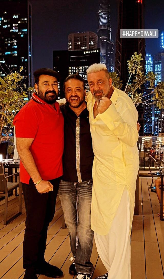 sanjay dutt and mohanlal celebrated diwali in dubai