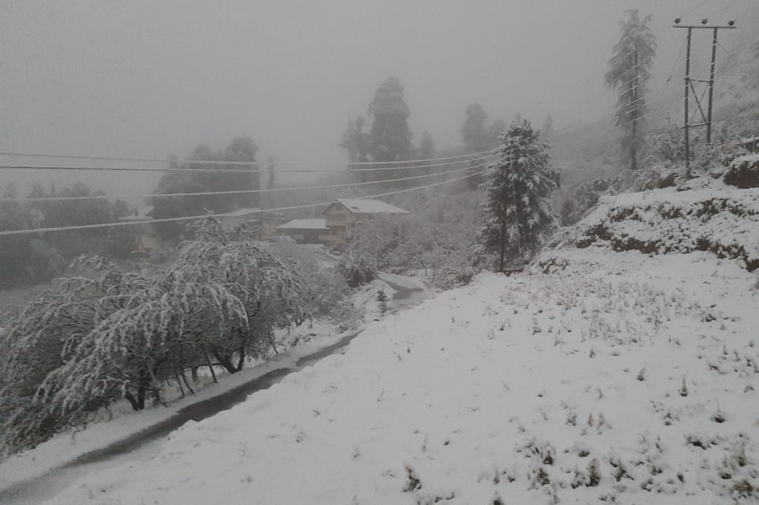 Tourists enjoy fresh snowfall in Kedarnath Dham