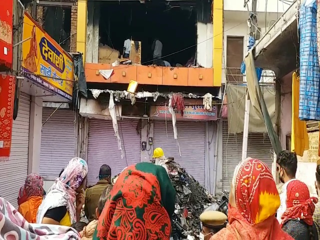 Alwar news, Fire in Alwar Bangle Market