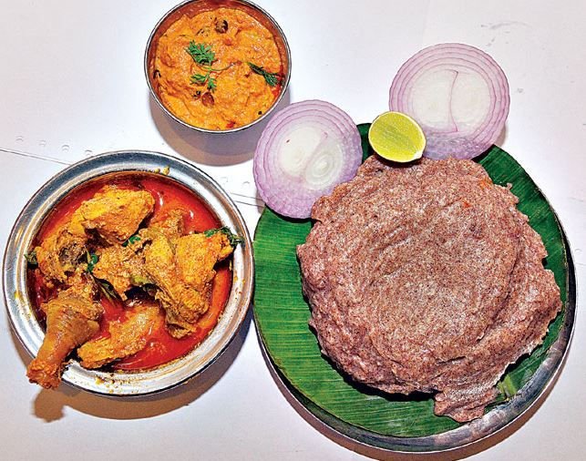 village traditional recipe sangati preparing with different curries